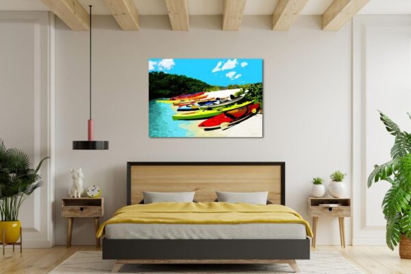 Howard Spielman Fine Art Prints Beach Interior Decor Kayaks Colorful Digital